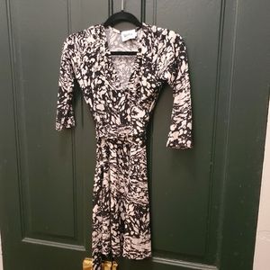 2/$25 Modcloth Leota Black and White Wrap Dress